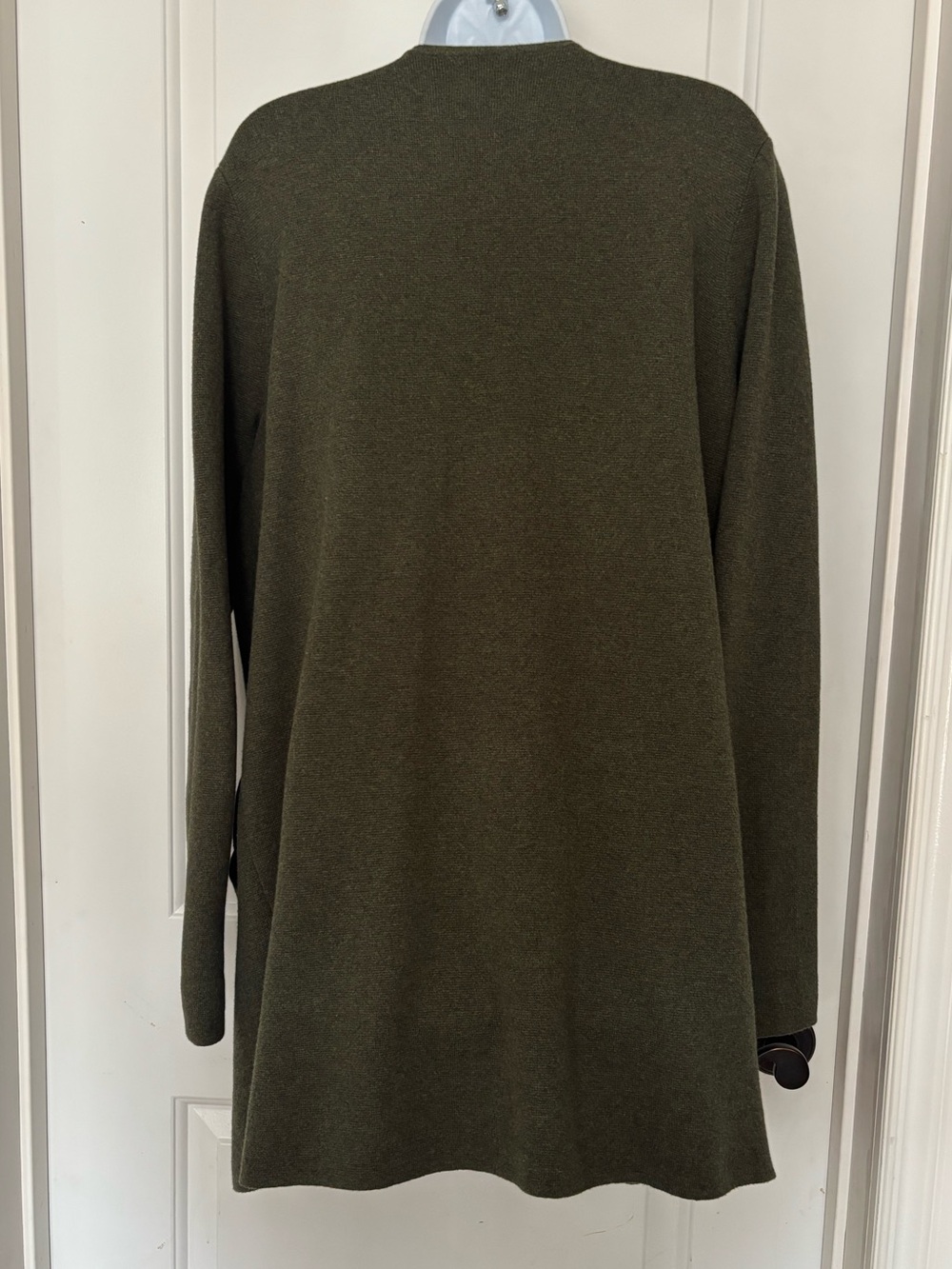 J Crew Vanessa open front cardigan jacket large green longline minimalist cotton - Picture 4 of 10